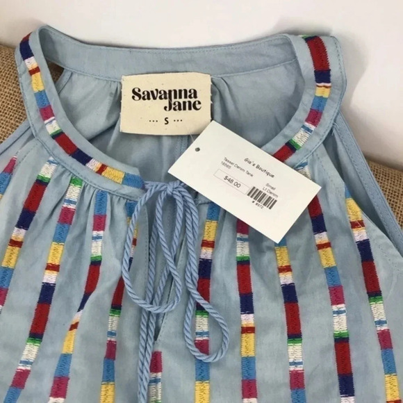 Savannah Jane Tassel Denim Tank Top NWT - Picture 5 of 7